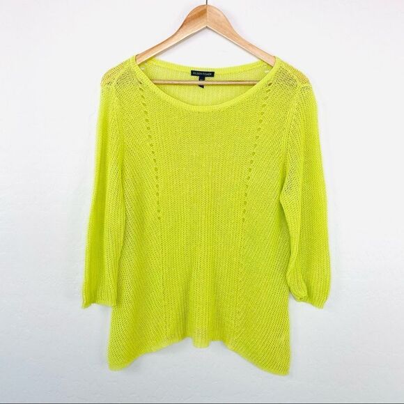 Eileen Fisher Long-Sleeve Organic Linen V-Neck Top - Picture 2 of 7